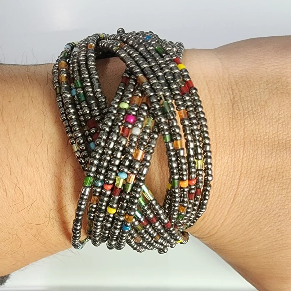 Beaded Bangle Bracelet/Bohemian Cuff